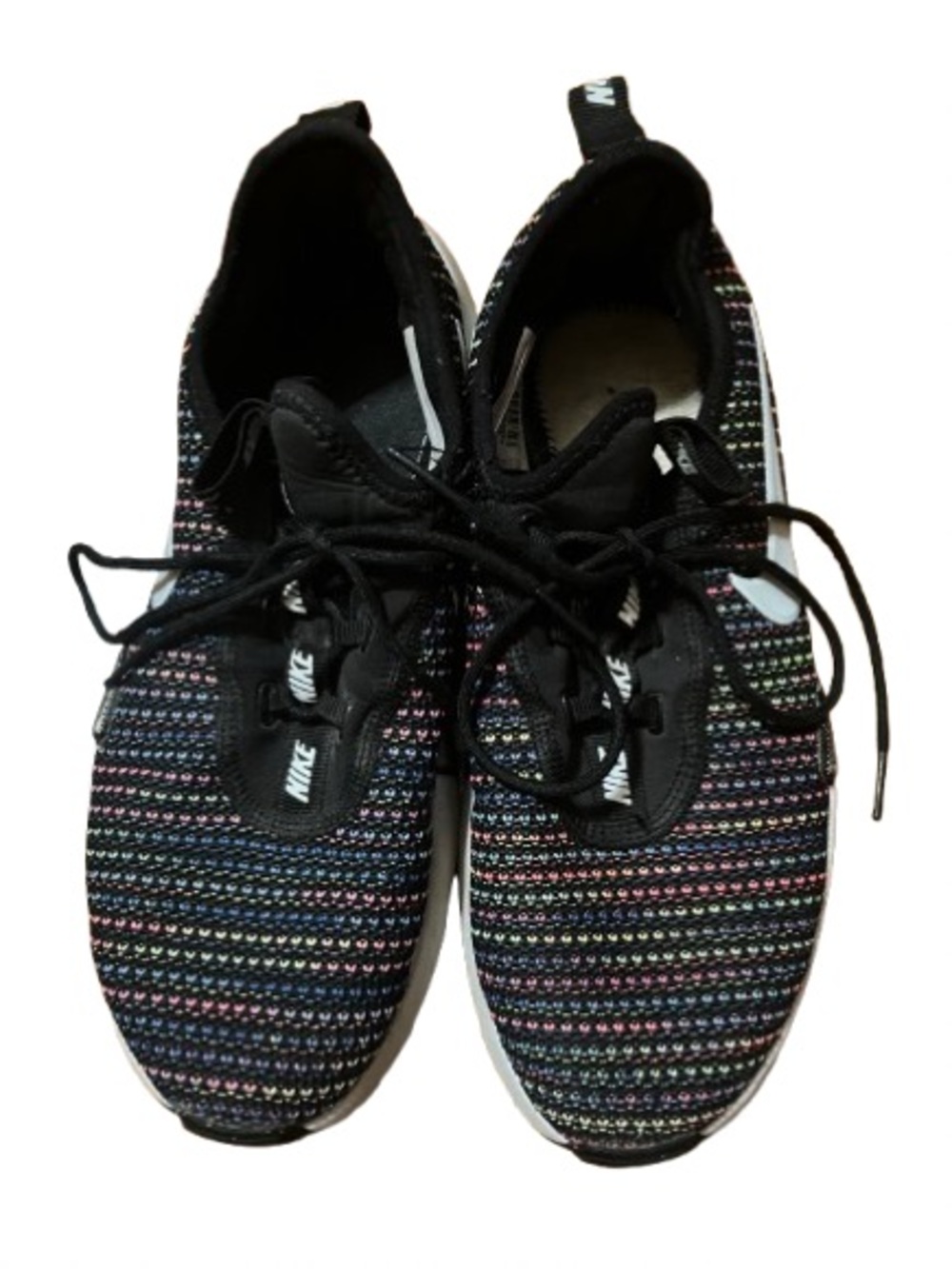 Nike Women's Black Knit Sneakers with Multicolor Stripe Knit Size 6.5